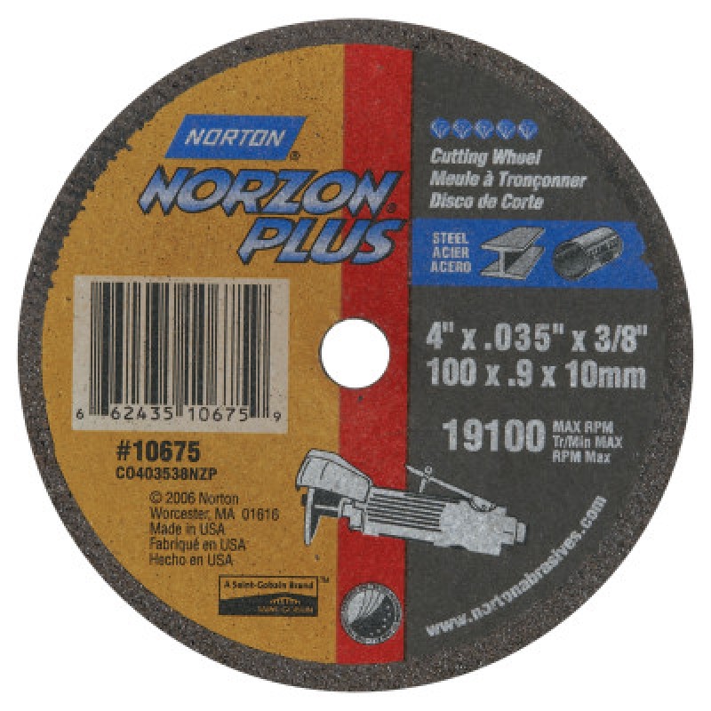 4"X.035X3/8" NORZON CUT-OFF WHEEL NZ TA-ST GOBAIN-544-547-66243510675