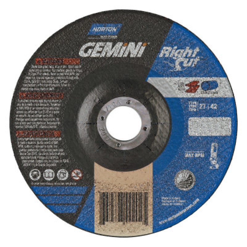 6X.045X7/8 GEMINI RIGHTCUT TYPE01 STRAIGHT WHEEL-ST GOBAIN-544-547-66252823604