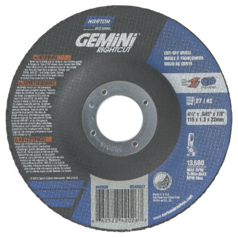 4-1/2"X.045"X7/8" TYPE27DEPRESSED CENTER WHEEL-ST GOBAIN-544-547-66252842026