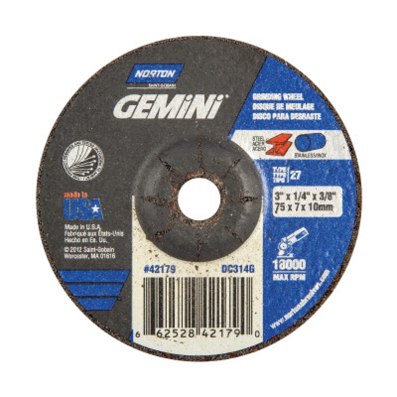 3X1/4X3/8 ALUM OXIDE MINI DISC TYPE 27 GRI-ST GOBAIN-544-547-66252842179