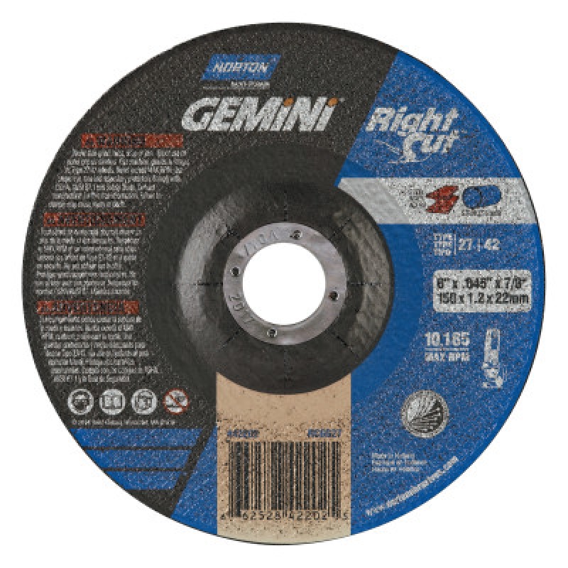 6" X 1/16" X 7/8"-T27 GEMINI RIGHT CUT-ST GOBAIN-544-547-66252842202