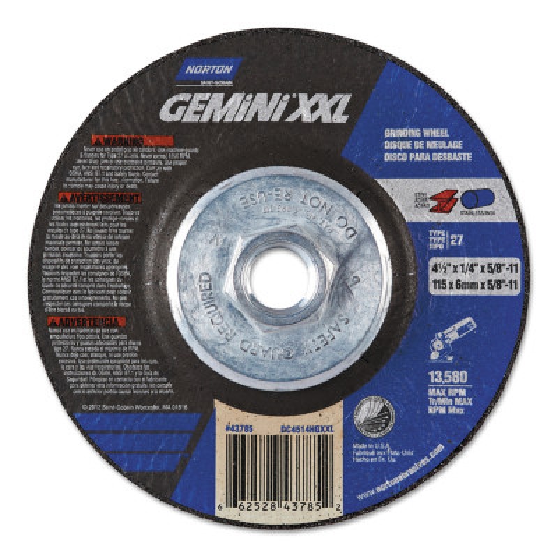 A24S-4.5"X1/4"X5/8-11-T27 NOR-GEMINI XXL-ST GOBAIN-544-547-66252843785