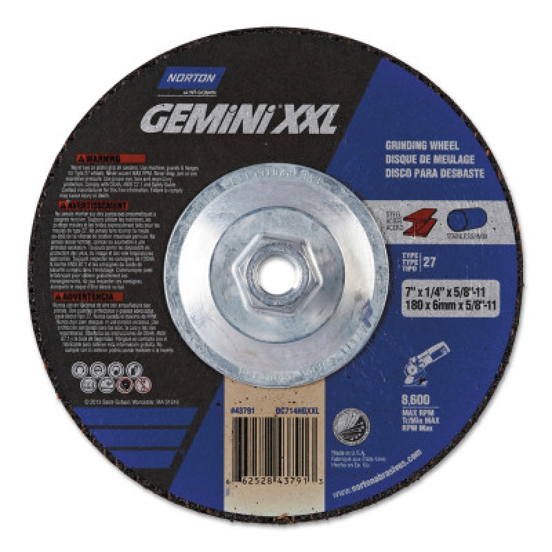 A24S-7"X1/4"X5/8-11-T27NOR-GEMINI XXL-ST GOBAIN-544-547-66252843791