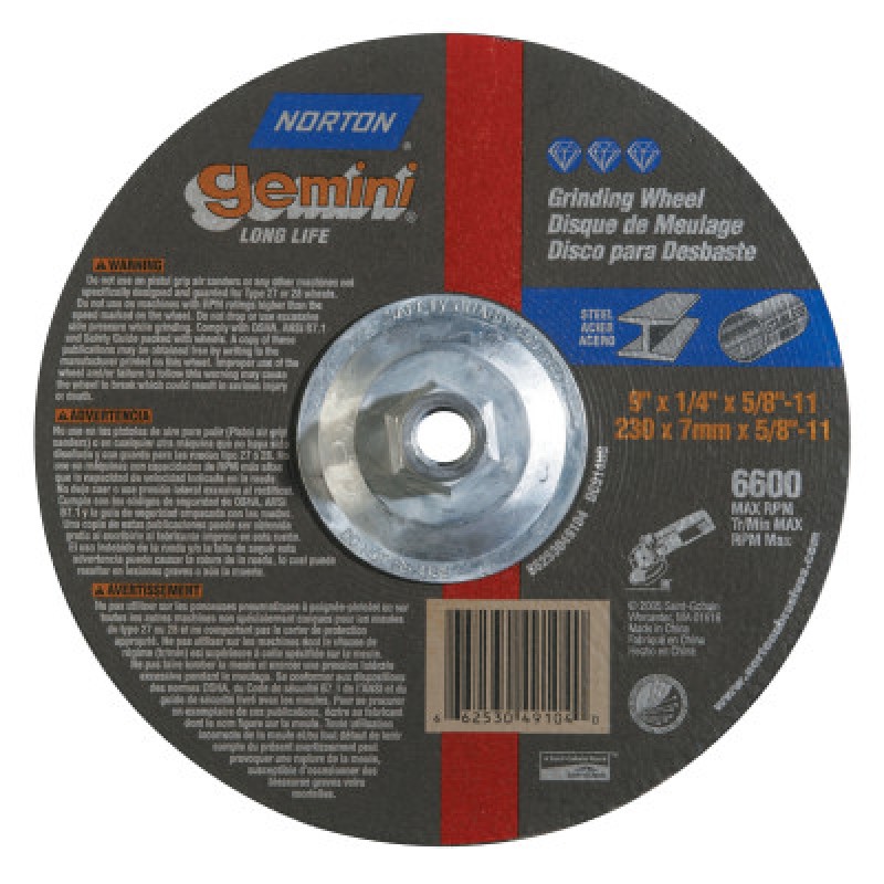 9X1/4X5/8-11 G/P DISC WHEEL TYPE 27 AL-ST GOBAIN-544-547-66253049104