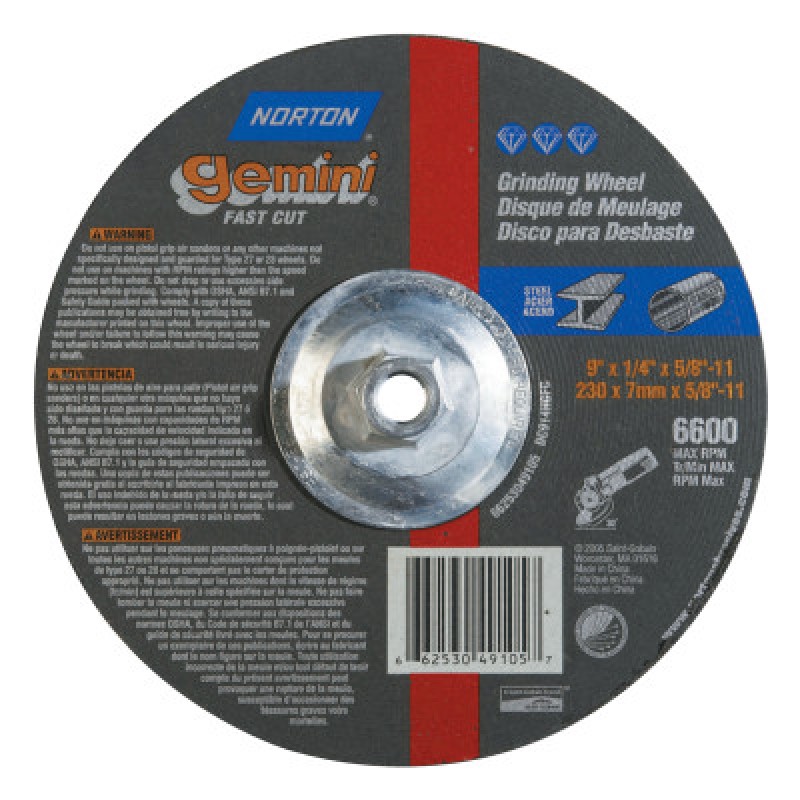 9X1/4X5/8-11GEMINI FASTCUT MINI DISC TYPE 27-ST GOBAIN-544-547-66253049105