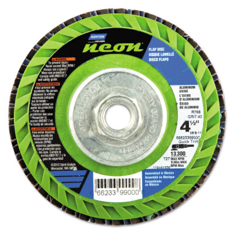 4-1/2X5/8-11 NORTON NEON80 GRIT FLAP DISC-ST GOBAIN-544-547-66623399002