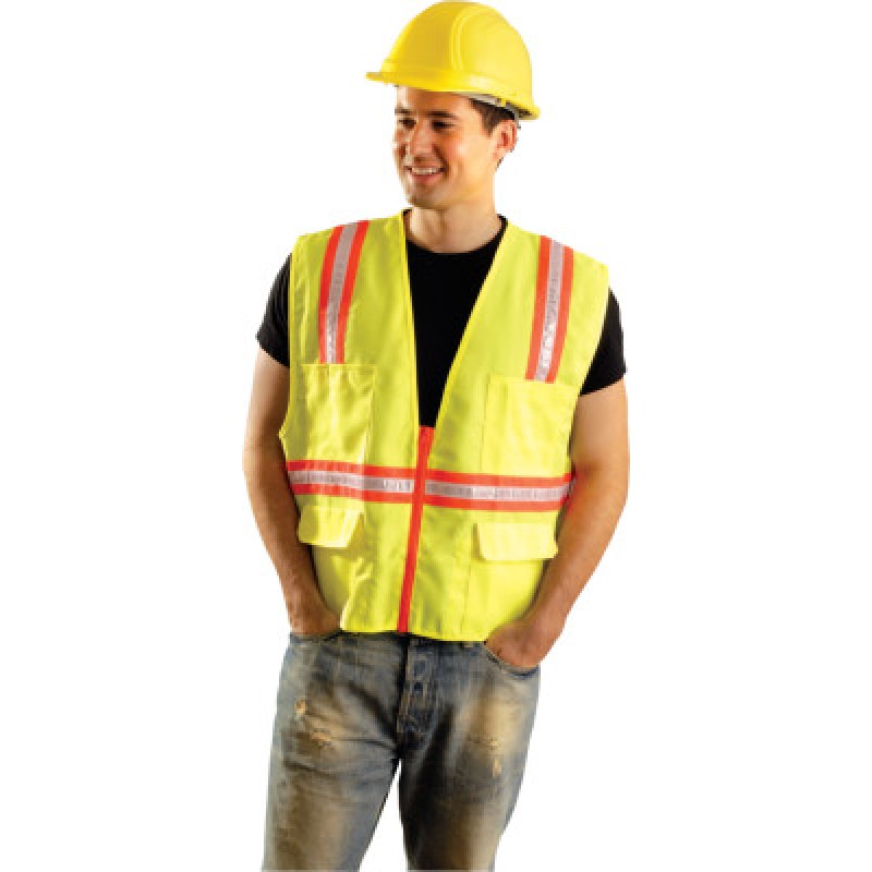 NON-ANSI VEST SOLID TRIPLETRIM ZIPPER YEL 5X-OCCUNOMIX-561-LUX-XTRANS-Y5X
