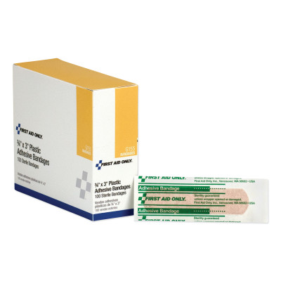 3/4"X3" PLASTIC BANDAGES  100/BOX-ACME UNITED/PAC-579-G155