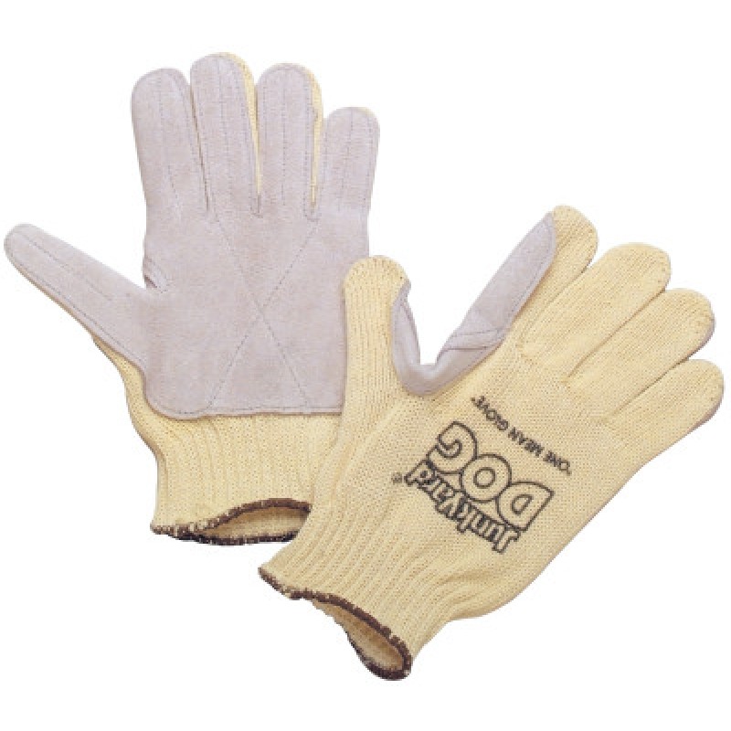 MEN'S JUNKYARD DOG KEVLAR STRING GLOVE LEATHER P-HONEYWELL-SPERI-582-KV18A-100-50