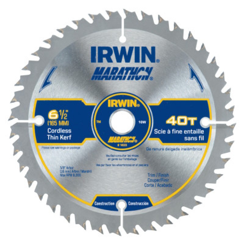 6-1/2" X 40T X UNIVERSAL5/8" CIRCULAR SAW BLADE-IRWIN INDUSTRIA-585-14023