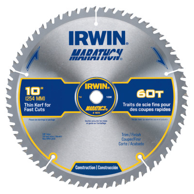 10" X 60T X 5/8" MARATHON CIRCULAR SAW BLADE-IRWIN INDUSTRIA-585-14074