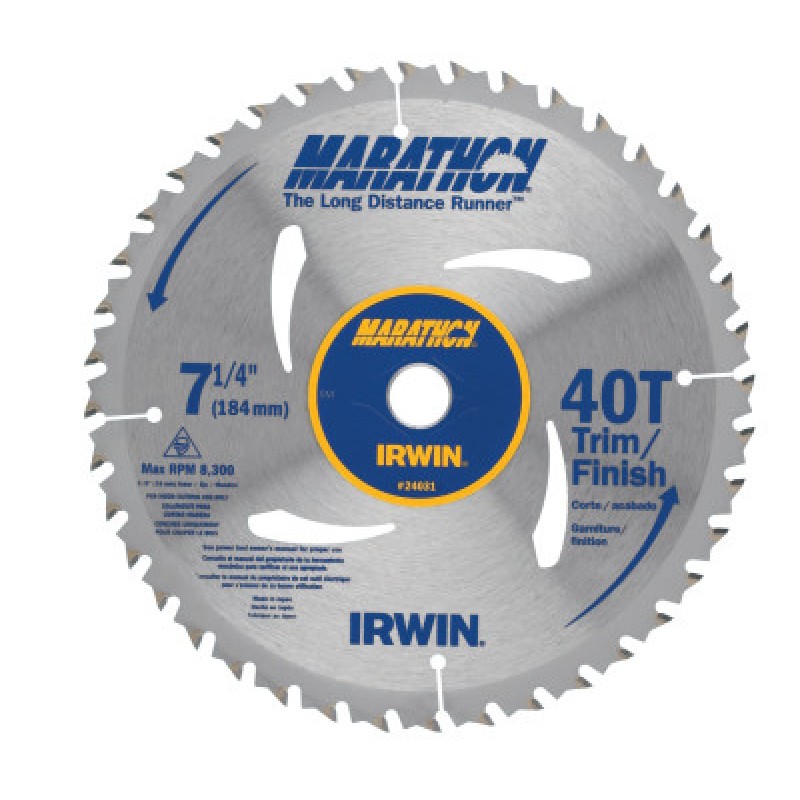 7-1/4" 40 TOOTH MARATHONPLUS SAW BLADE-IRWIN INDUSTRIA-585-24031