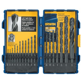 18 PIECE BLACK OXIDE DRILL BIT SET-IRWIN INDUSTRIA-585-314018