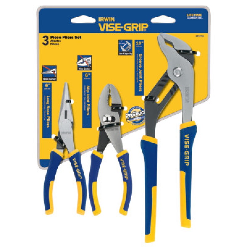 3 PIECE PRO PLIER SET(6"LONG NOSE& SLIP/10" GROO-IRWIN INDUSTRIA-586-2078704