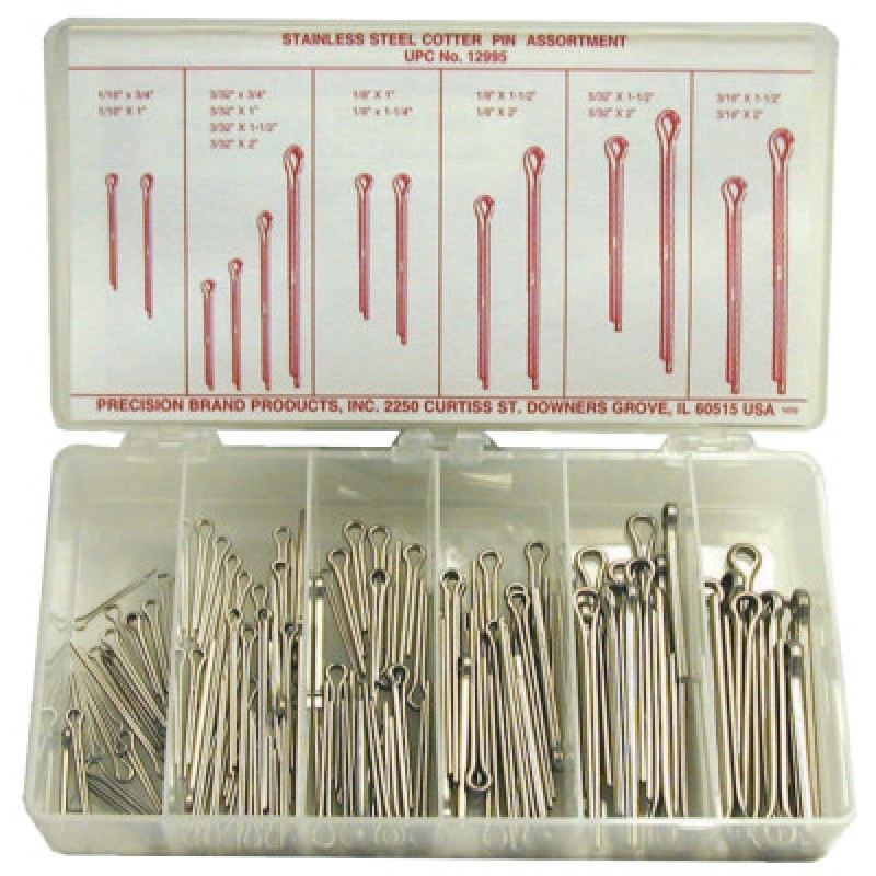 STAINLESS STEEL COTTER PIN ASSORTMENT 124 PIECES-PRECISION *605-605-12995