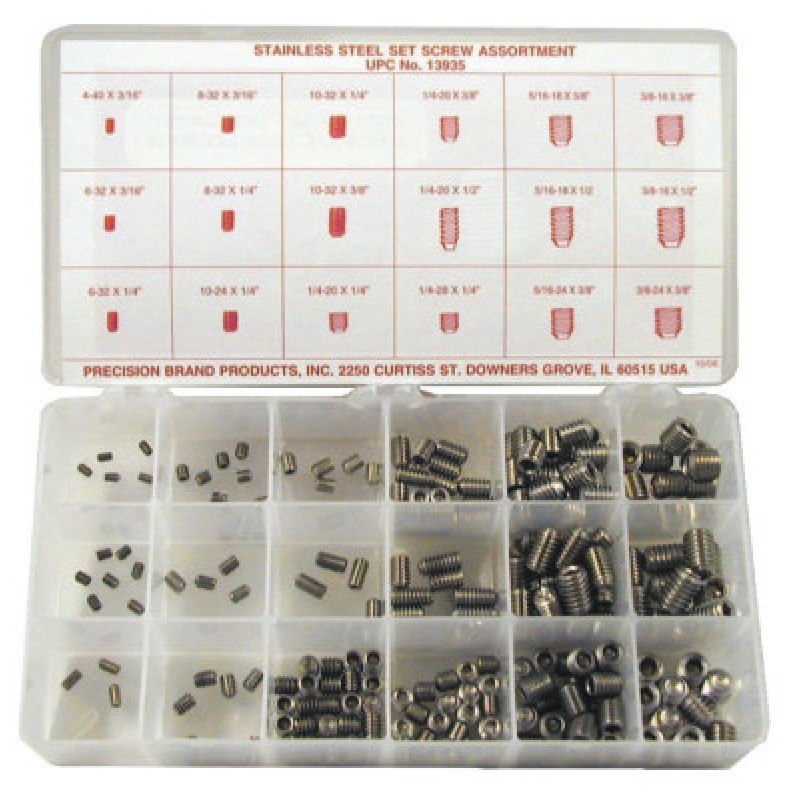 STAINLESS STEEL SET SCREW ASSORTMENT 220 PIECES-PRECISION *605-605-13935