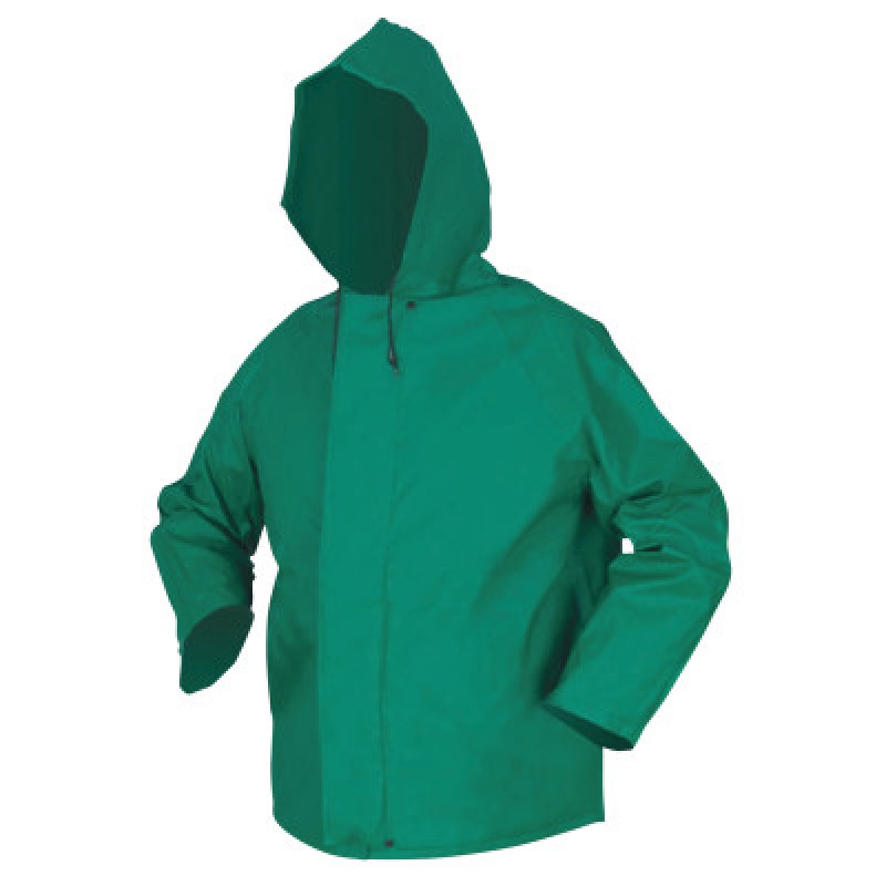 DOMINATOR .42MM PVC/NYLON JACKET W/ATT HOOD GRN-MCR SAFETY-611-388JHL