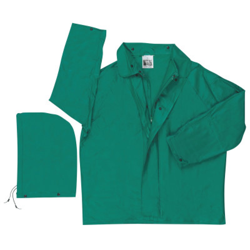 DOMINATOR .42MM PVC/NYLON JACKET W/DET HOOD GRN-MCR SAFETY-611-388JL