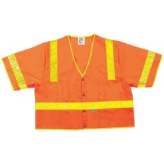 LUM. CLASS III POLY FLUORESCENT SAFETY VEST ORNG-MCR SAFETY-611-CL3SOVX2