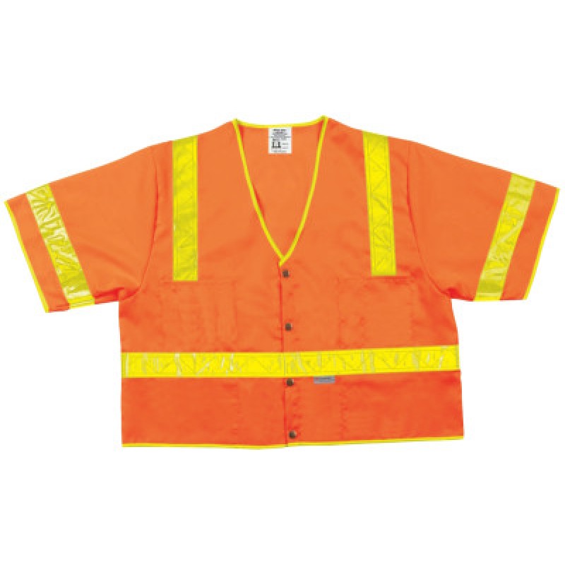 LUM. CLASS III POLY FLUORESCENT SAFETY VEST ORNG-MCR SAFETY-611-CL3SOVX2