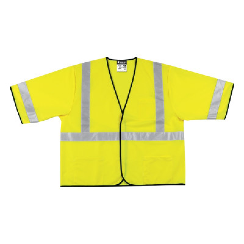 CLASS III 100% POLYE FLUORESCENT LIME SAFETY VST-MCR SAFETY-611-VCL3SLXL