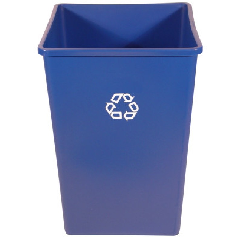 35 GALLON SQUARE RECYCLING CONTAINER-RUBBERMAID*640*-640-FG395873BLUE