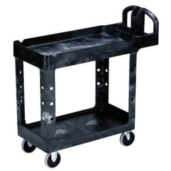 500 LB CAPACITY TWO SHELF UTILITY CART BLACK-RUBBERMAID*640*-640-FG450088BLA