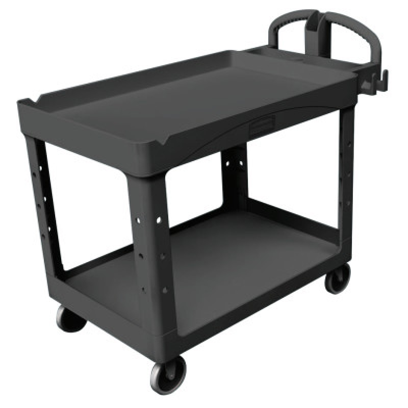 HD LIPPED 2-SHELF UTILITY CART LARGE-RUBBERMAID*640*-640-FG454600BLA