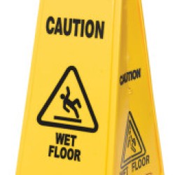 FLOOR SIGN W/CAUTION WETFLOOR IMPRINT4-SI-RUBBERMAID*640*-640-FG611477YEL