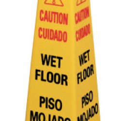 YELLOW 36" SAFETY CONE W/MULTI LING. "CAUTION"-RUBBERMAID*640*-640-FG627600YEL