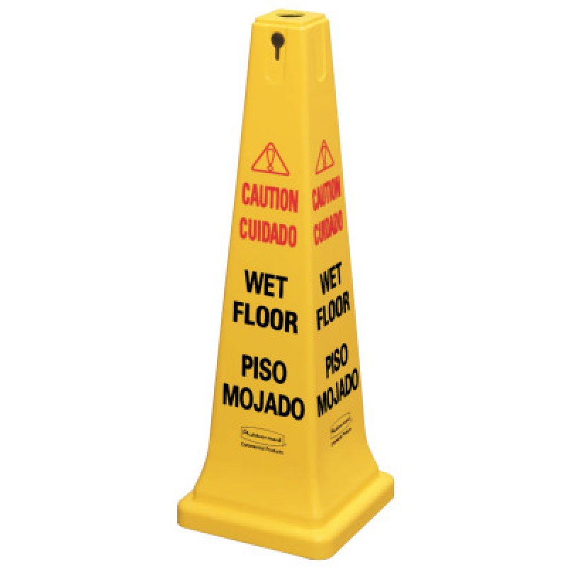 YELLOW 36" SAFETY CONE W/MULTI LING. "CAUTION"-RUBBERMAID*640*-640-FG627600YEL