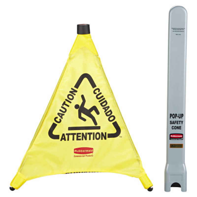 30" CAUTION WET FLOOR TRIANGULAR CONE-RUBBERMAID*640*-640-FG9S0100YEL