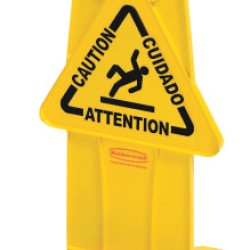 YELLOW STABLE SAFETY SIGN W/"CAUTION" IMPRINT-RUBBERMAID*640*-640-FG9S0925YEL