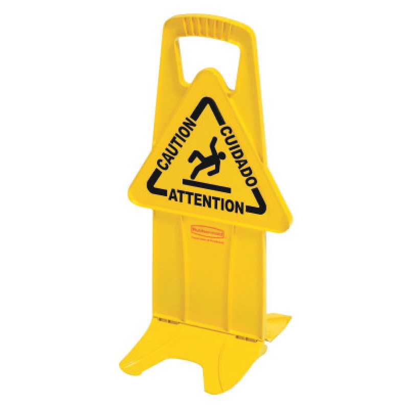 YELLOW STABLE SAFETY SIGN W/"CAUTION" IMPRINT-RUBBERMAID*640*-640-FG9S0925YEL