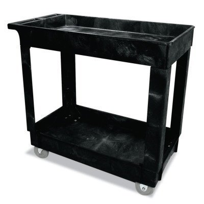 2 SHELF UTILITY CART BLACK 300 LB CAPACITY-RUBBERMAID*640*-640-FG9T6600BLA