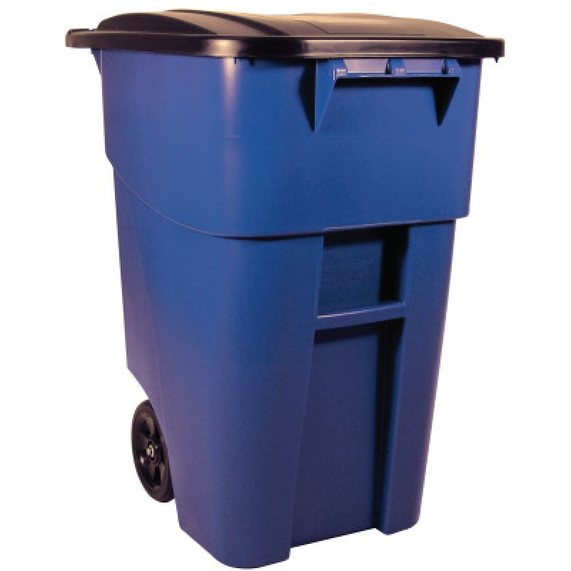 BLUE 50 GAL BRUTE ROLLOUT CONTAINER W/LID-RUBBERMAID*640*-640-FG9W2700BLUE