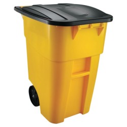 YELLOW 50 GALLON BRUTE ROLLOUT CART WITH LID-RUBBERMAID*640*-640-FG9W2700YEL