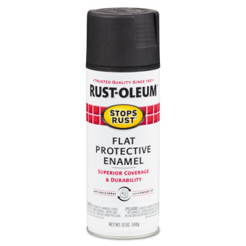 FLAT BLACK SPRAY PAINT (12 OZ)-RUST-OLEUM CORP-647-7776830