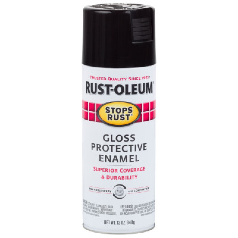 STOPS RUST SPRAY GLOSS BLACK 12 OZ.-RUST-OLEUM CORP-647-7779830