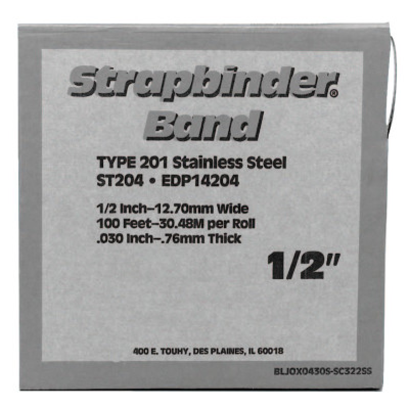 14205 5/8"X100' TYPE 201STAINLESS STRAPBINDER-IDEAL CLAMP-649-ST205