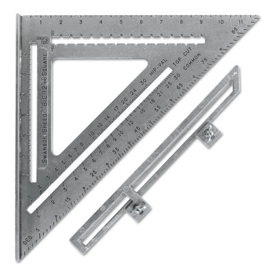 BIG 12 ALUMINUM SPEED SQUARE W/BLACK GRA-SWANSON TOOL CO-698-S0107