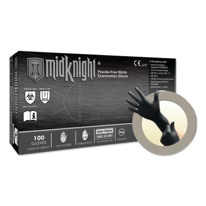 MIDKNIGHT PF NITRILE EXAM LARGE-ANSELL HEALTHCA-748-MK-296-L