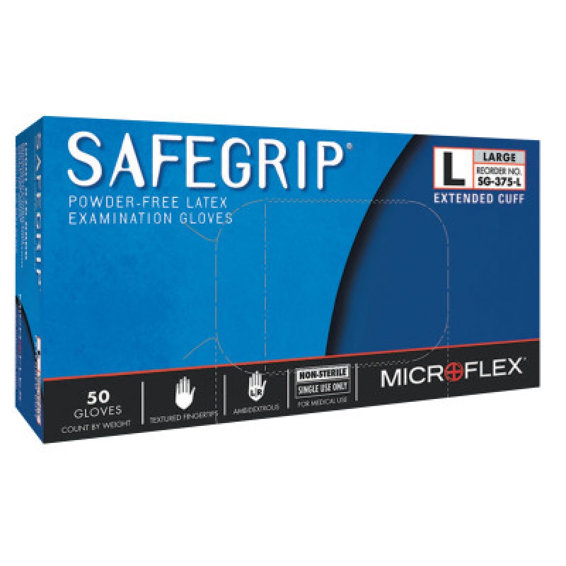 SAFEGRIP PF LATEX EXAM LARGE-ANSELL HEALTHCA-748-SG-375-L