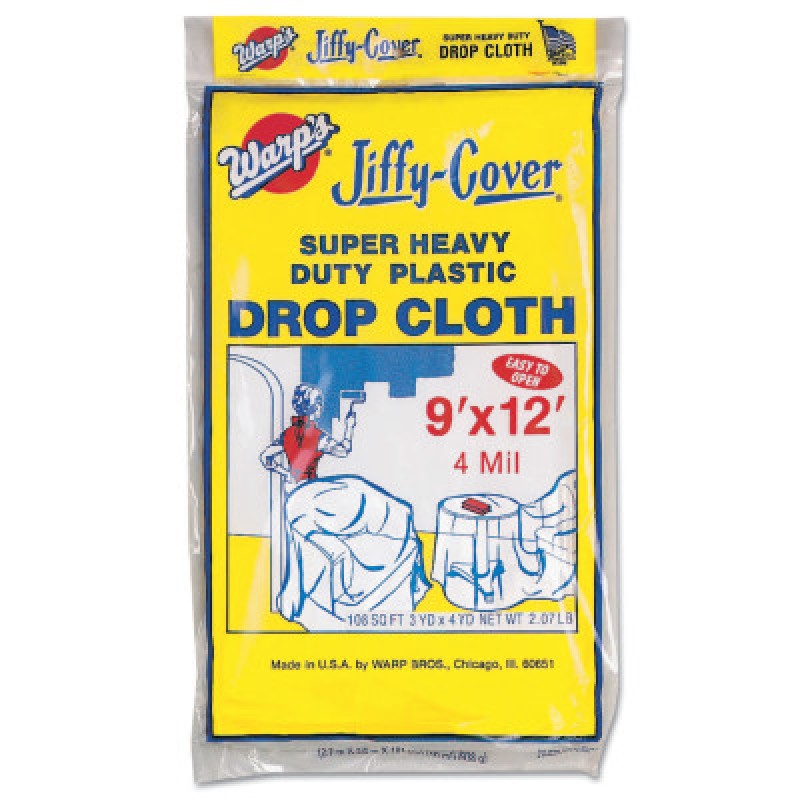 9'X12' 4-MIL JIFFY-COVERDROP CLOTH SPR HVY DUTY-WARP BROS ***79-795-4JC-912