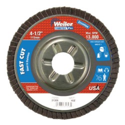 4-1/2" WOLVERINE FLAP DISC 40Z  7/8" ARBOR HOLE-WEILER CORPORAT-804-31308