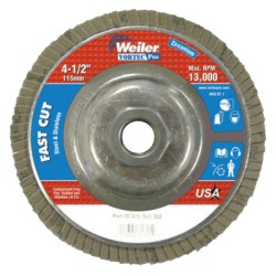 4-1/2" WOLVERINE FLAP DISC  60Z  5/8"-11 UNC NUT-WEILER CORPORAT-804-31315