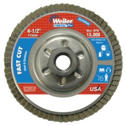 4-1/2" WOLVERINE FLAP DISC 80Z  5/8"-11 UNC NUT-WEILER CORPORAT-804-31316