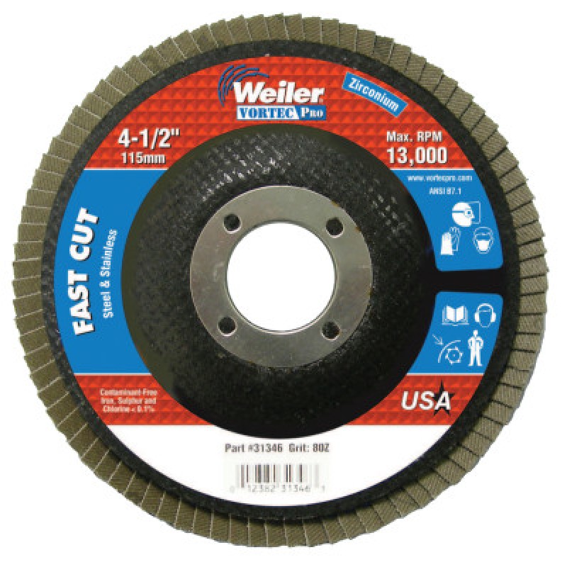 4-1/2 WOLV ANGLED PHENOLIC BACK 80Z 7/8 ARB HOLE-WEILER CORPORAT-804-31346