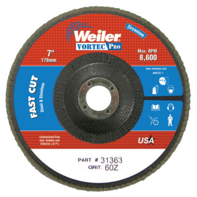 7" WOLV ANGLED PHENOLICBACKING 60Z 7/8 ARB HOLE-WEILER CORPORAT-804-31363