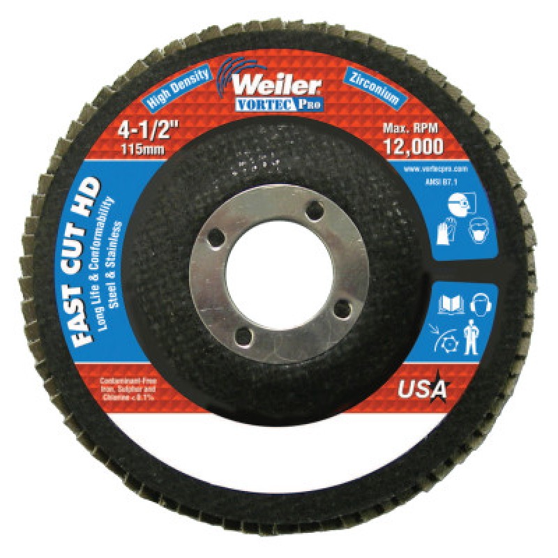 4-1/2" WOLV HD FLAP DISCFLAT 80Z 7/8 ARBOR HOLE-WEILER CORPORAT-804-31389